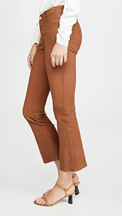 Shop Frame Le Crop Mini Boot Cut Pants In Tobacco