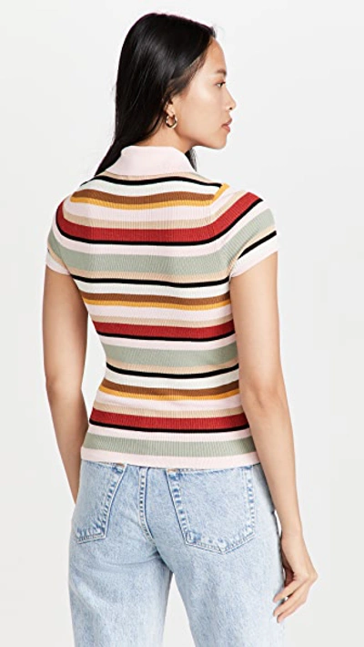 Shop Alice And Olivia Colleen Striped Button Down Polo Shirt