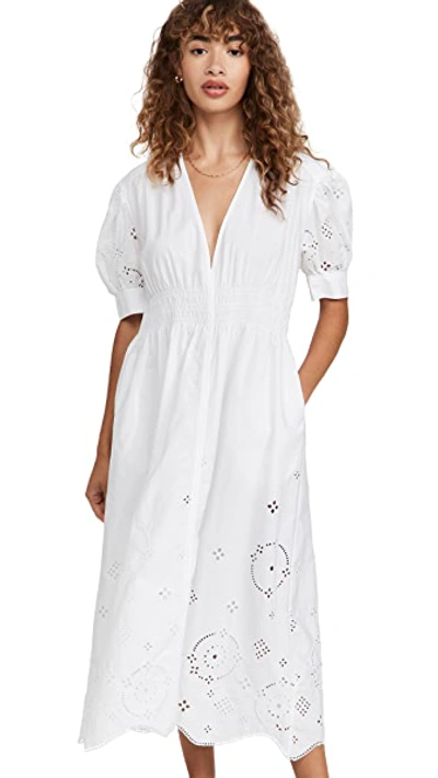 Shop Ganni Broderie Anglaise Smock Dress