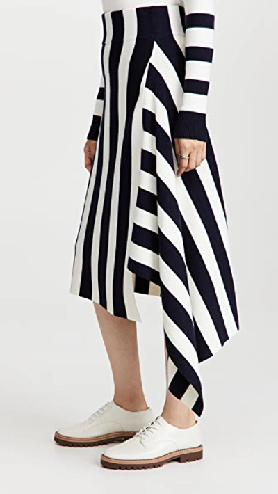 Shop Monse Striped Knit Skirt In Midnight/ivory