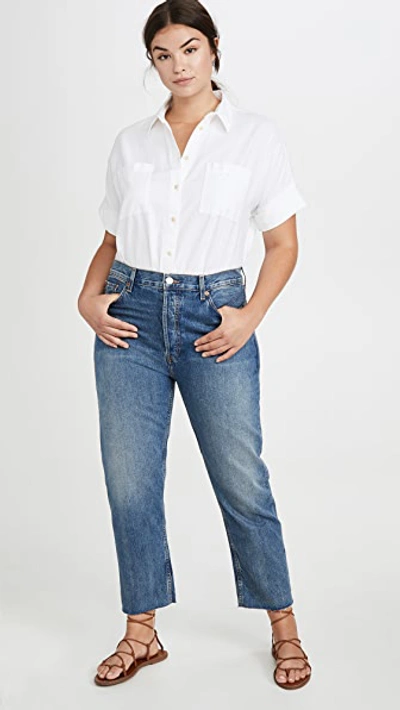 Shop Madewell White Cotton Courier Shirt Pure White