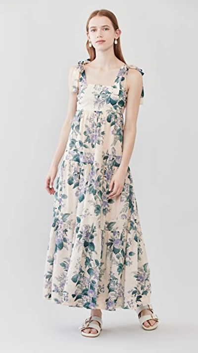 Shop Zimmermann Cassia Tie Shoulder Dress In Hydrangea Floral