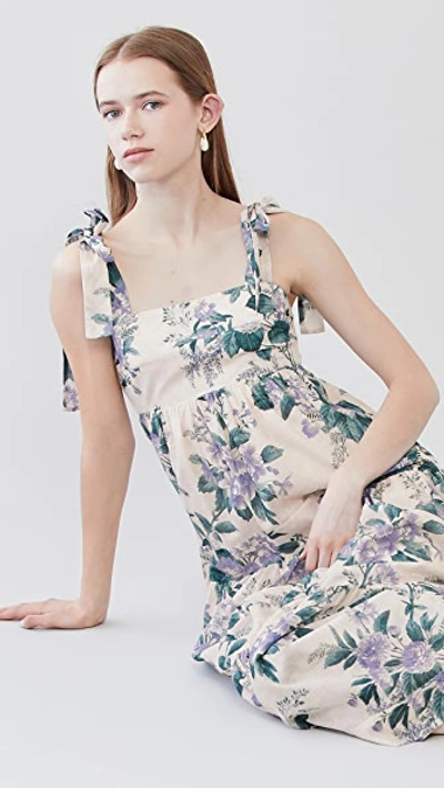 Shop Zimmermann Cassia Tie Shoulder Dress In Hydrangea Floral