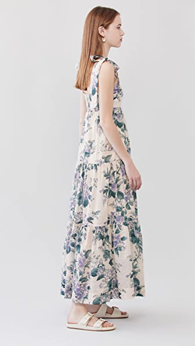 Shop Zimmermann Cassia Tie Shoulder Dress In Hydrangea Floral