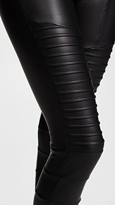 Shop Plush Fleece Lined Liquid Moto Leggings Black