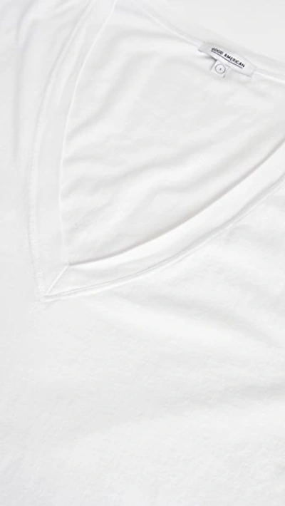 Shop Good American Jersey V Neck Tee In White001