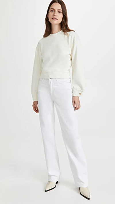 Shop Dl 1961 Crop Sweatshirt In Eggshell