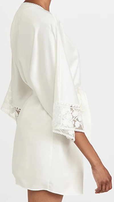 Shop Flora Nikrooz Kylie Charmeuse Wrap With Lace In Ivory