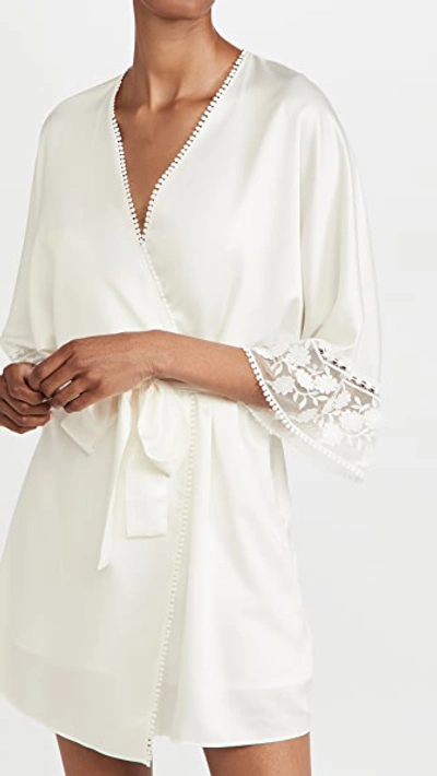 Shop Flora Nikrooz Kylie Charmeuse Wrap With Lace In Ivory