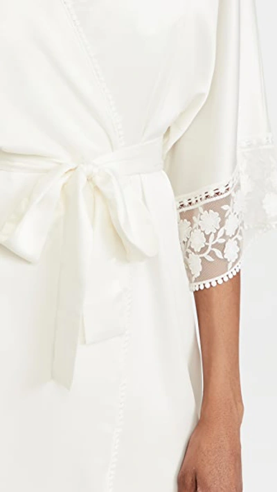 Shop Flora Nikrooz Kylie Charmeuse Wrap With Lace In Ivory