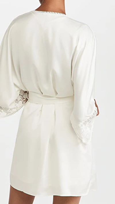 Shop Flora Nikrooz Kylie Charmeuse Wrap With Lace In Ivory