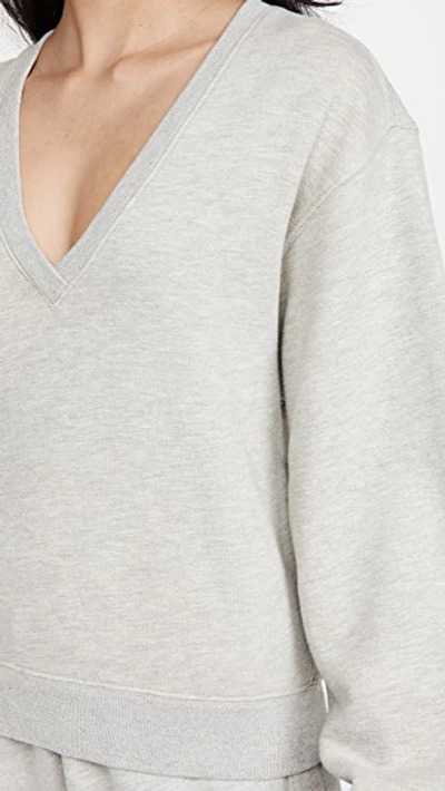 Shop Agolde V Neck Balloon Sleeve Sweatshirt In Grey Heather