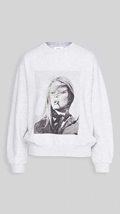 Shop Anine Bing Ramona Sweatshirt Ab X To X Brigitte Bardot Grey Melange S