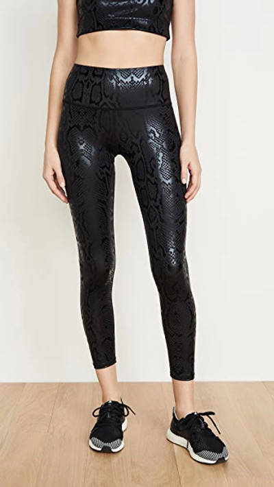 Shop Terez High Rise Foil Leggings In Black Snakeskin Foil/black