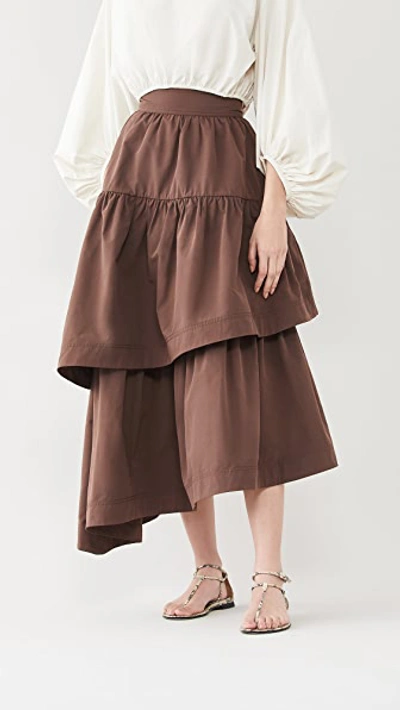 Shop Aje Interlace Midi Skirt In Chocolate