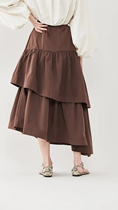 Shop Aje Interlace Midi Skirt In Chocolate