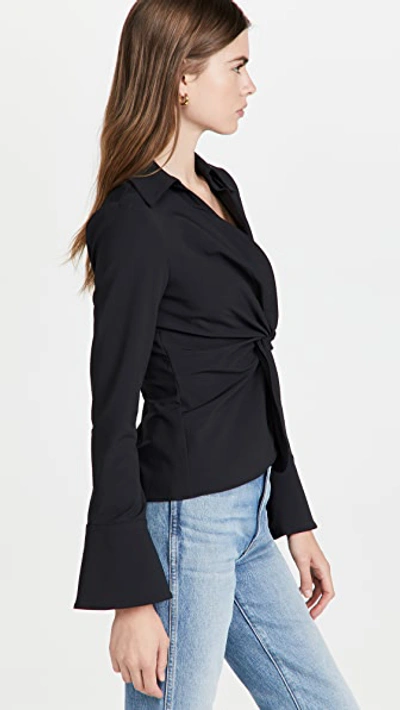 Cinq À Sept Mckenna Super Stretch Twisted-front Top In Black