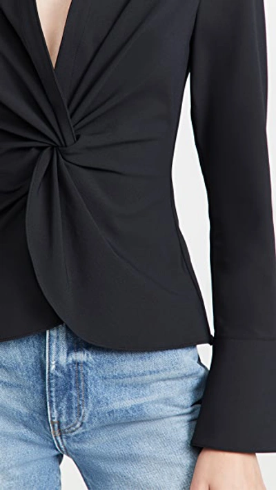 Cinq À Sept Mckenna Super Stretch Twisted-front Top In Black