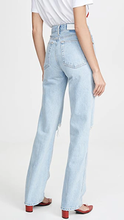 Re/done Cropped Distressed High-rise Straight-leg Jeans In Bleach Destroy
