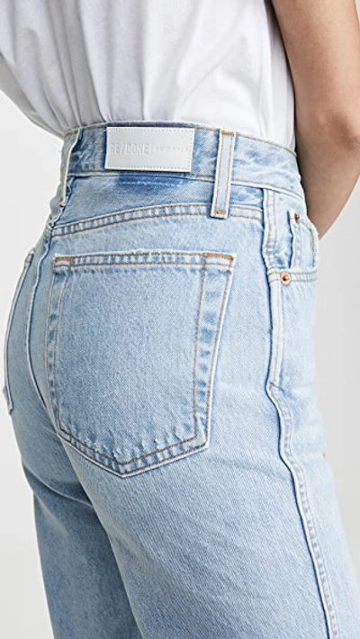 Re/done Cropped Distressed High-rise Straight-leg Jeans In Bleach Destroy