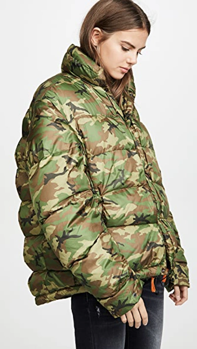 Shop Brumal Fireman Down Jacket With Reflective Tape In Camo