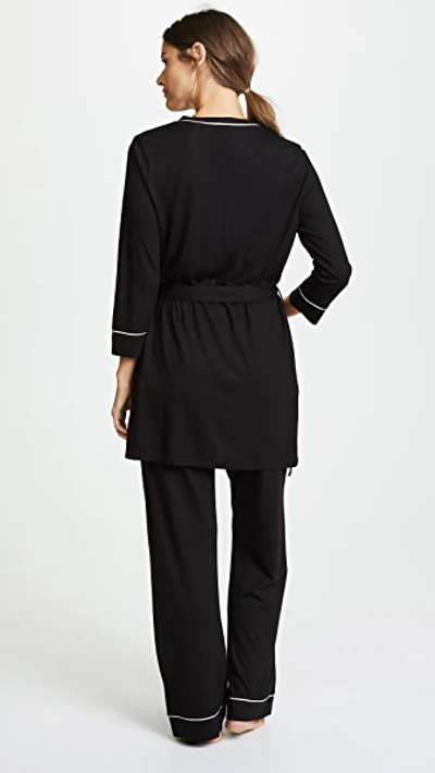 Cosabella Women's 3-piece Bella Maternity Robe, Camisole, & Pants In Black/ivory