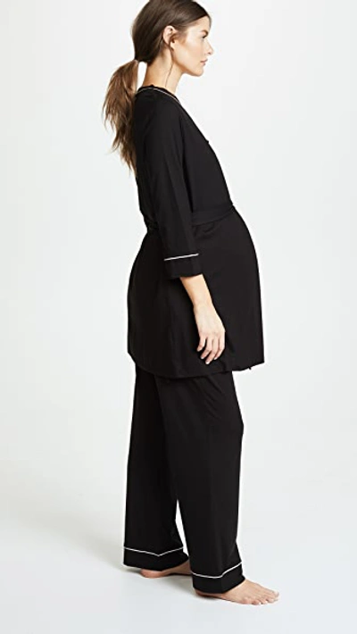 Cosabella Women's 3-piece Bella Maternity Robe, Camisole, & Pants In Black/ivory