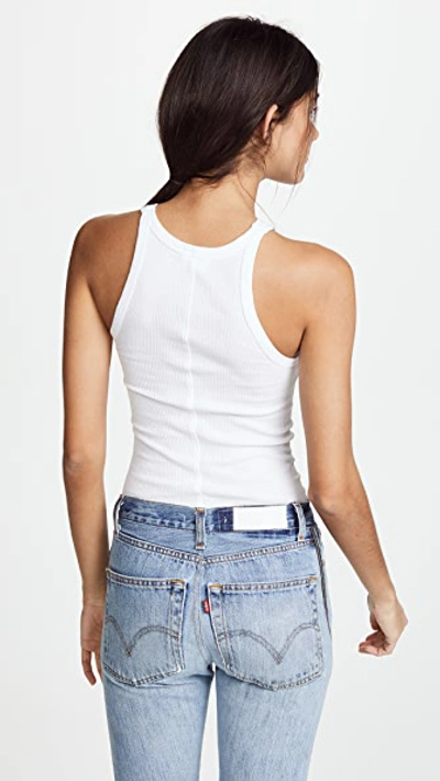 Re/done Ribbed Scoop-neck Fitted Tank In Optic White