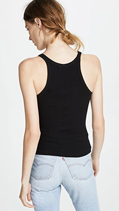 Re/done Black Hanes Edition Ribbed Tank Top In Black