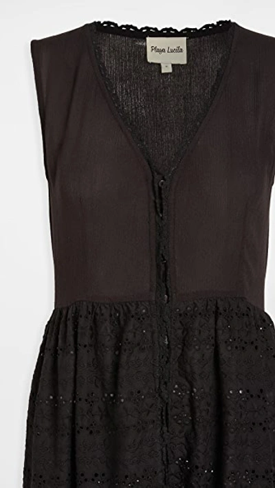 Playa Lucila Eyelet Maxi Dress In Black