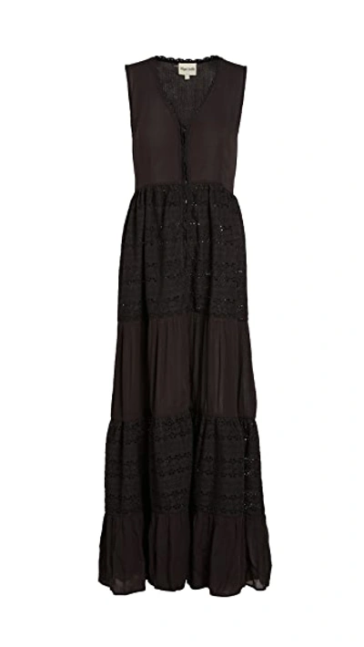Playa Lucila Eyelet Maxi Dress In Black