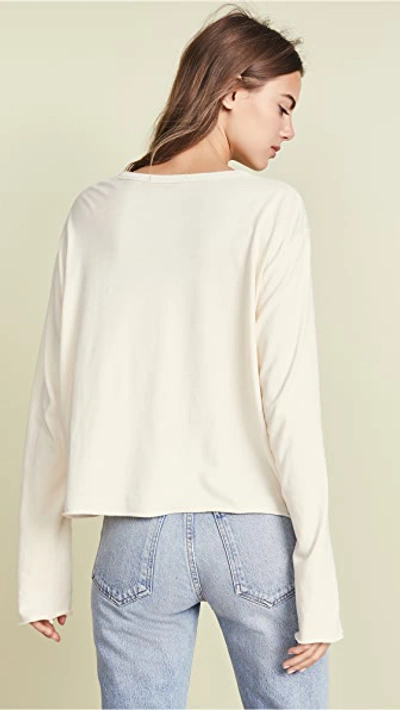 The Great The Long Sleeve Crop Tee In Washed White