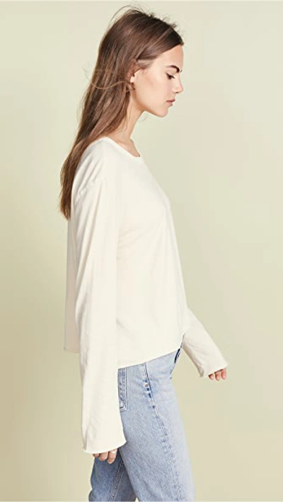 The Great The Long Sleeve Crop Tee In Washed White