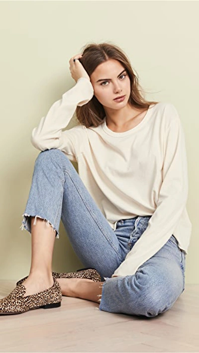 The Great The Long Sleeve Crop Tee In Washed White