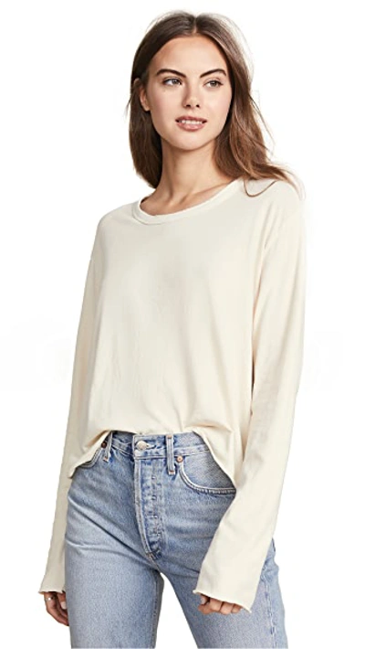 The Great The Long Sleeve Crop Tee In Washed White
