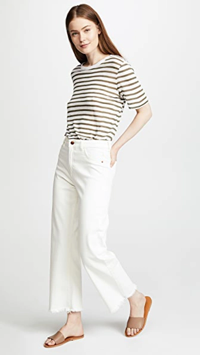 Shop Dl1961 Hepburn Wide Leg High Rise Jeans Eggshell