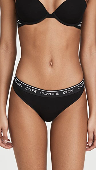 Calvin Klein Underwear One Cotton Thong In Black | ModeSens