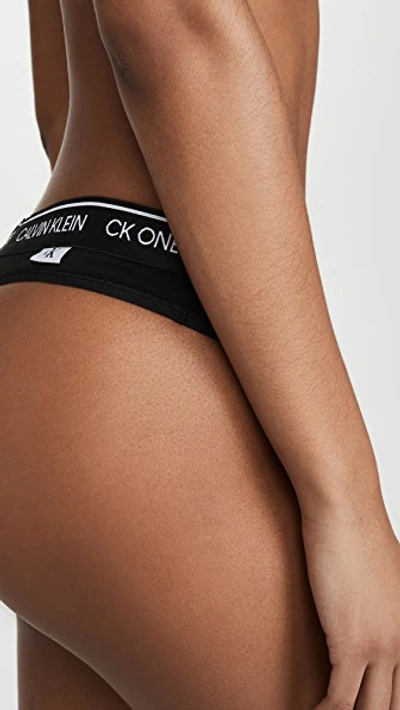 Shop Calvin Klein Underwear One Cotton Thong Black