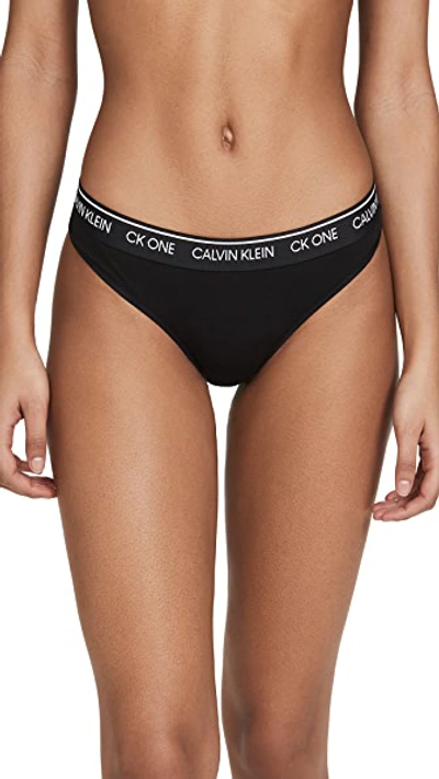 Shop Calvin Klein Underwear One Cotton Thong Black