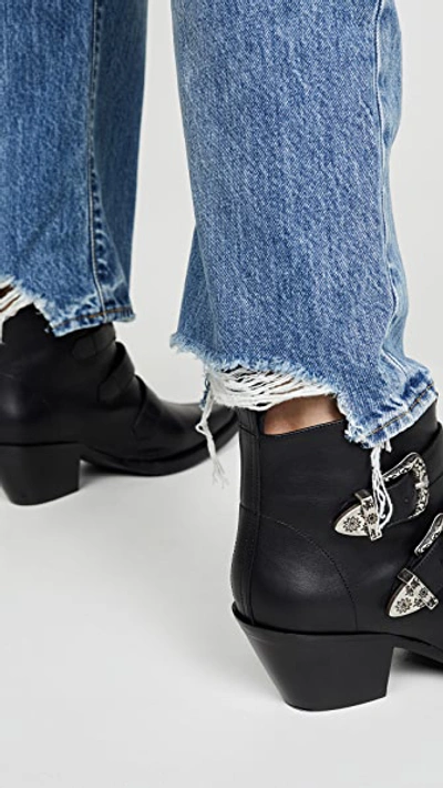 R13 Women's Boyfriend Rigid Low-rise Straight-leg Jeans In Bain With Rips