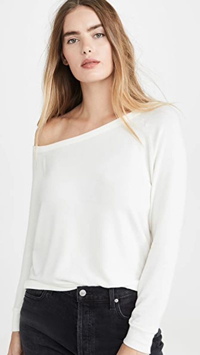 Shop Enza Costa Peached Jersey Easy Off Shoulder Top Winter White