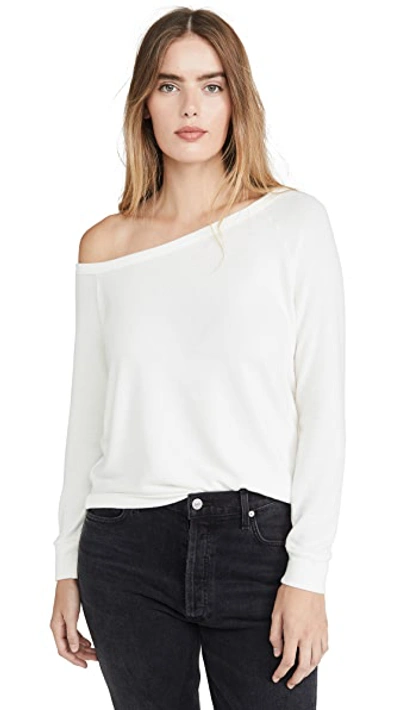 Shop Enza Costa Peached Jersey Easy Off Shoulder Top Winter White