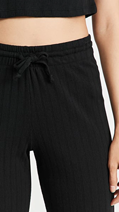 Shop Leset Pointelle Drawstring Wide Leg Pants In Black