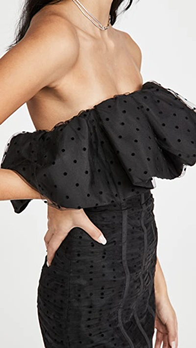 Shop Self-portrait Black Dot Mesh Frill Mini Dress