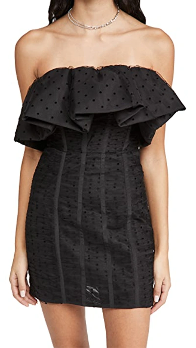 Black Dot Mesh Frill Mini Dress