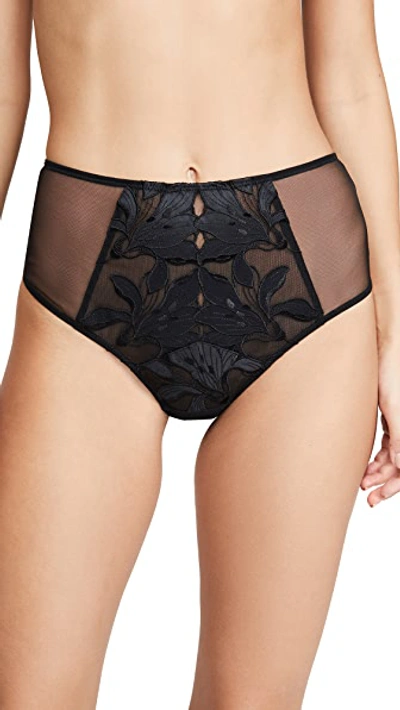 Shop Fleur Du Mal Lily High Waisted Thong Black