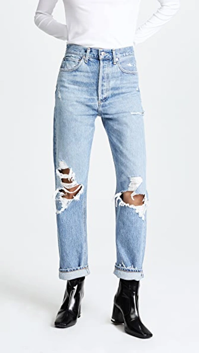 Shop Agolde 90s Mid Rise Straight Fit Jeans Fall Out
