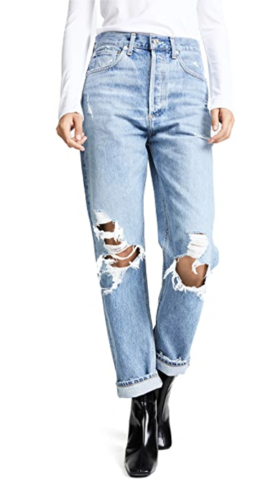 Shop Agolde 90s Mid Rise Straight Fit Jeans Fall Out