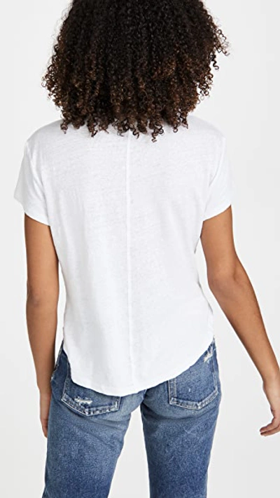 Shop Frame Classic Linen Crew Tee In Blanc