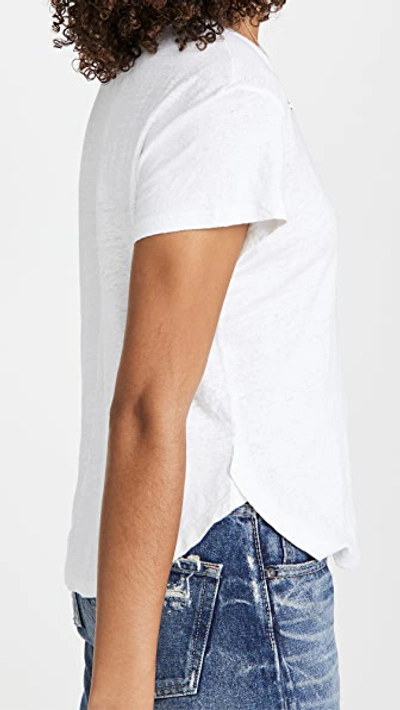 Shop Frame Classic Linen Crew Tee In Blanc